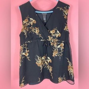 Axcess Liz claiborne sleeveless floral top size XL black browns
